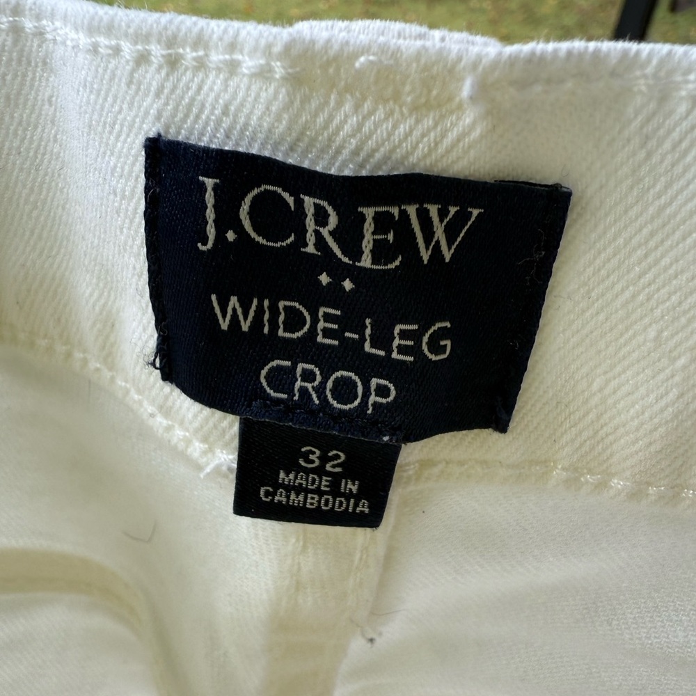 J. Crew Factory Wide Leg Crop Jeans in all day stretch, Seashell White, size 32 - Picture 2 of 7